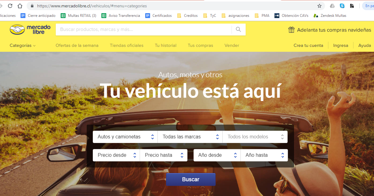 Mercado Libre ofrece avisos de decenas de autos usados